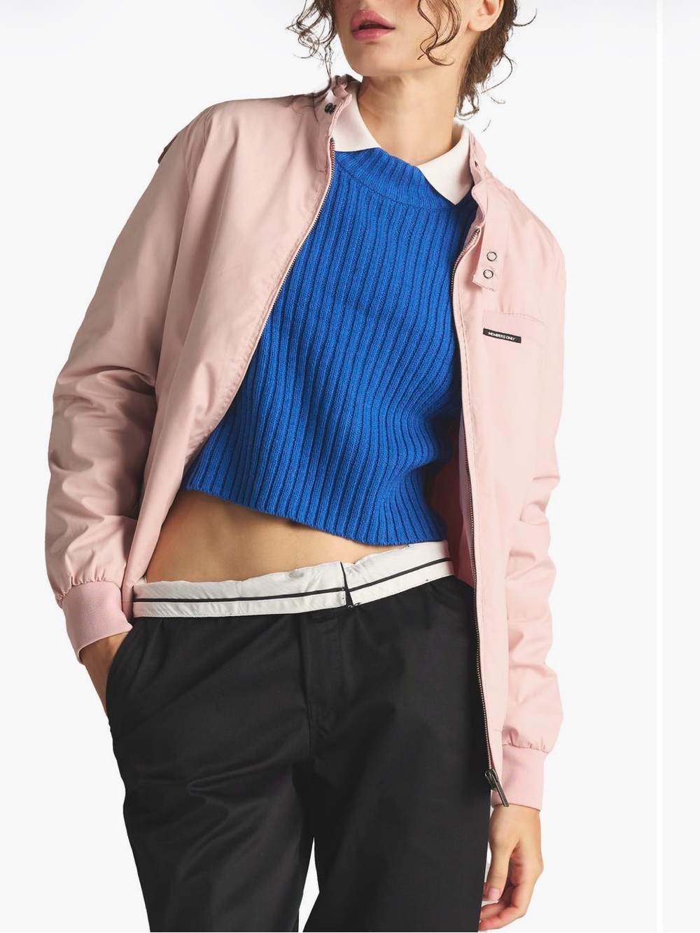 Members Only Vintage Style Iconic Racer Jacket Blush Pink Small